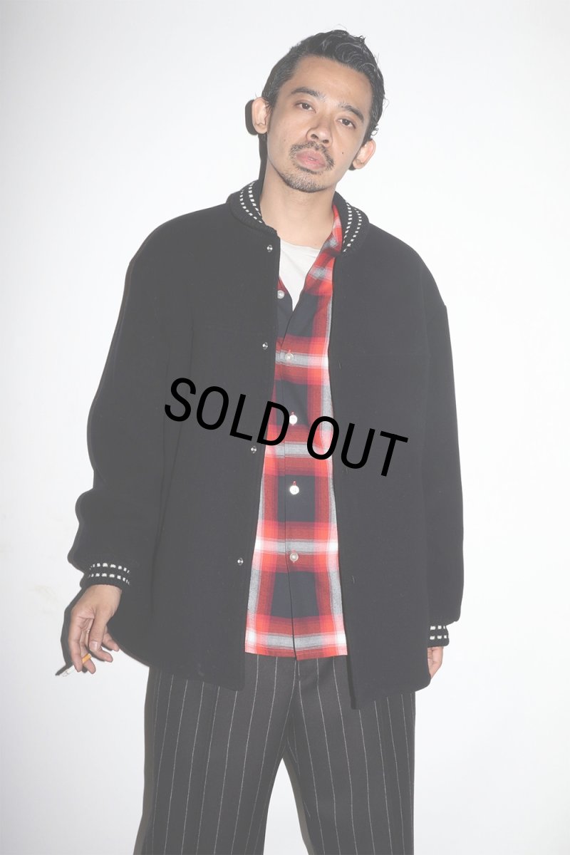 画像2: WACKO MARIA/OMBRE CHECK OPEN COLLAR SHIRT（RED）［オンブレチェックオープンカラーシャツ-24秋冬］ (2)