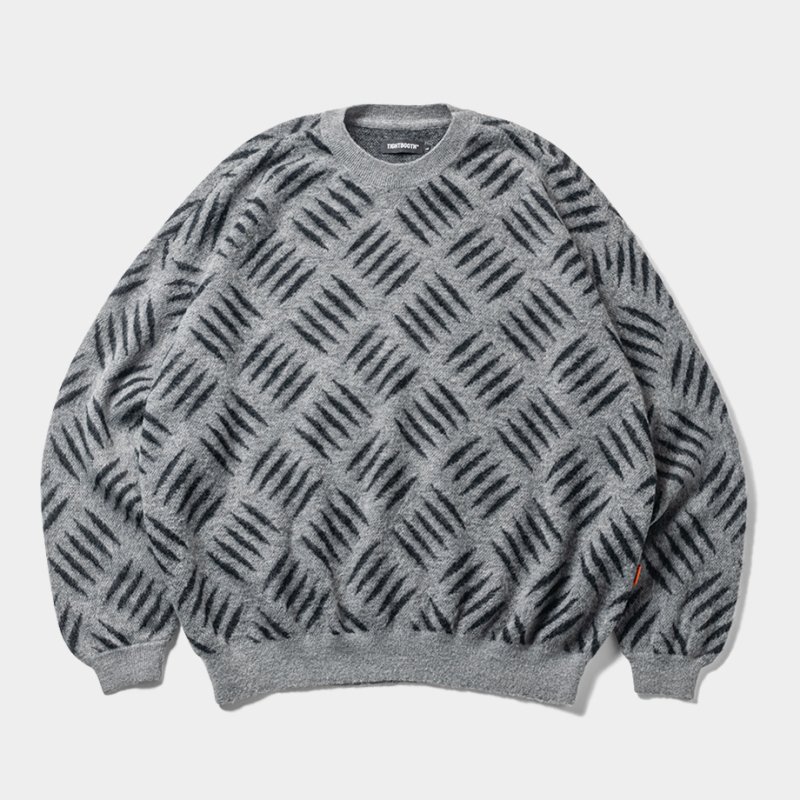 画像1: 【30%OFF】TIGHTBOOTH/CHECKER PLATE MOHAIR SWEATER（Grey）［チェッカープレートモヘアセーター-24秋冬］
