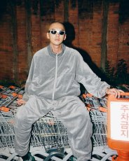 画像2: 【30%OFF】TIGHTBOOTH/VELOUR TRACK JACKET（Hether Grey）［ベロアトラックJKT-24秋冬］ (2)