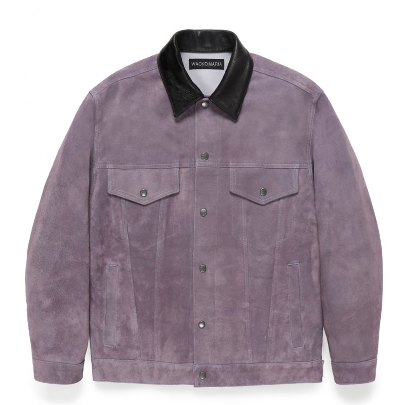 画像1: WACKO MARIA/SUEDE TRUCKER JACKET（PURPLE）［スウェードレザートラッカーJKT-24秋冬］