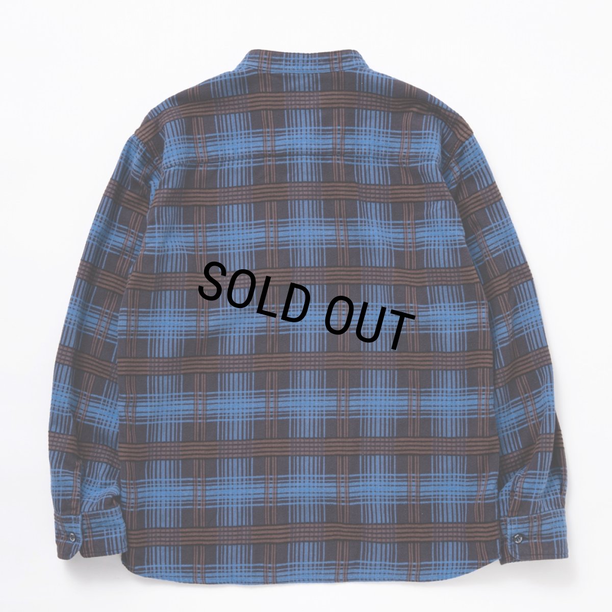 画像2: 【30%OFF】RATS/STAND COLLAR C/R FLANNEL CHECK SHIRT（SAX BLUE CHECK）［スタンドカラーフランネルチェックシャツ-24秋冬］ (2)