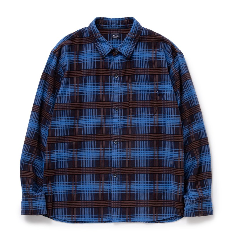 画像1: 【30%OFF】RATS/C/R FLANNEL CHECK SHIRT（SAX BLUE CHECK）［フランネルチェックシャツ-24秋冬］