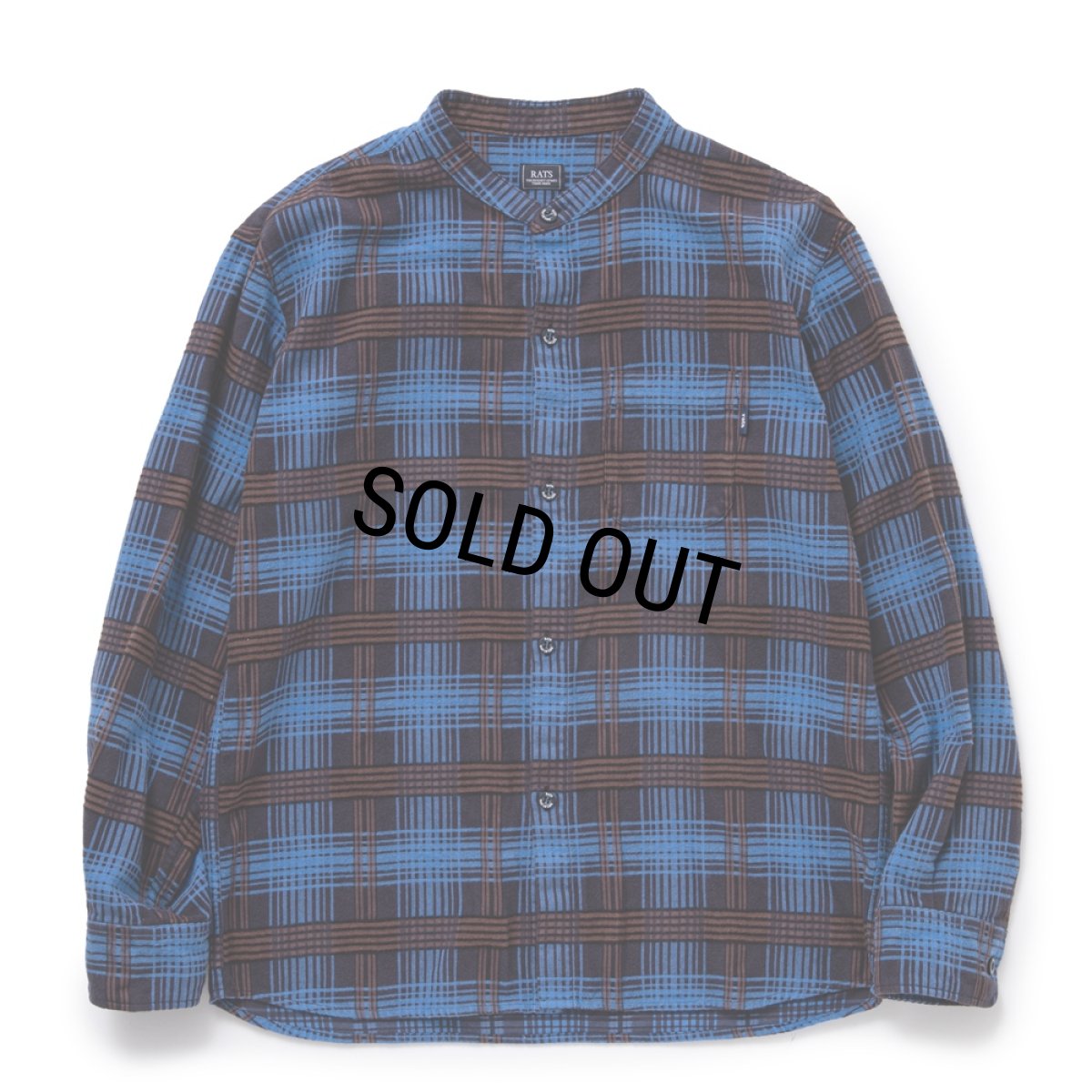 画像1: 【30%OFF】RATS/STAND COLLAR C/R FLANNEL CHECK SHIRT（SAX BLUE CHECK）［スタンドカラーフランネルチェックシャツ-24秋冬］ (1)