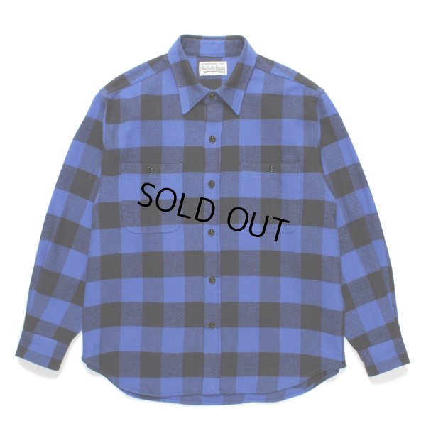 画像1: WACKO MARIA/CHECK FLANNEL SHIRT（BLUE）［チェックフランネルシャツ-24秋冬］