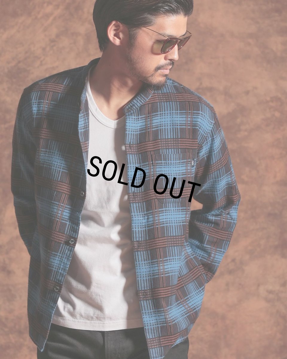 画像8: 【30%OFF】RATS/STAND COLLAR C/R FLANNEL CHECK SHIRT（SAX BLUE CHECK）［スタンドカラーフランネルチェックシャツ-24秋冬］ (8)