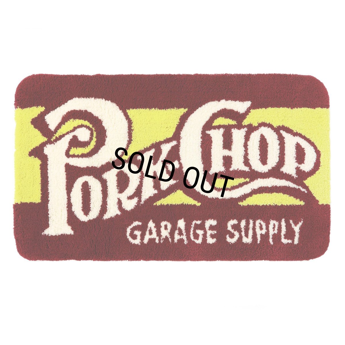 画像1: PORKCHOP/SQUARE LOGO MAT（RED/YELLOW）［スクエアロゴマット-24秋冬］ (1)