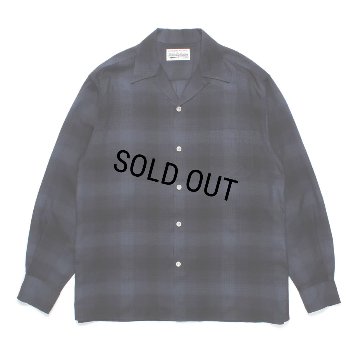 画像1: WACKO MARIA/OMBRE CHECK OPEN COLLAR SHIRT（BLUE）［オンブレチェックオープンカラーシャツ-24秋冬］ (1)