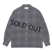 WACKO MARIA/OMBRE CHECK OPEN COLLAR SHIRT（BLUE）［オンブレチェックオープンカラーシャツ-24秋冬］
