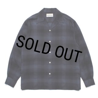 WACKO MARIA/OMBRE CHECK OPEN COLLAR SHIRT（BLUE）［オンブレ
