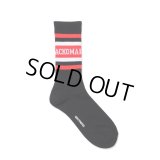 WACKO MARIA/LOGO JACQUARD SOCKS（BLACK/RED）［ロゴジャガードソックス-24秋冬］