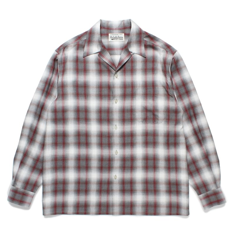 画像1: WACKO MARIA/OMBRE CHECK OPEN COLLAR SHIRT（WHITE）［オンブレチェックオープンカラーシャツ-24秋冬］
