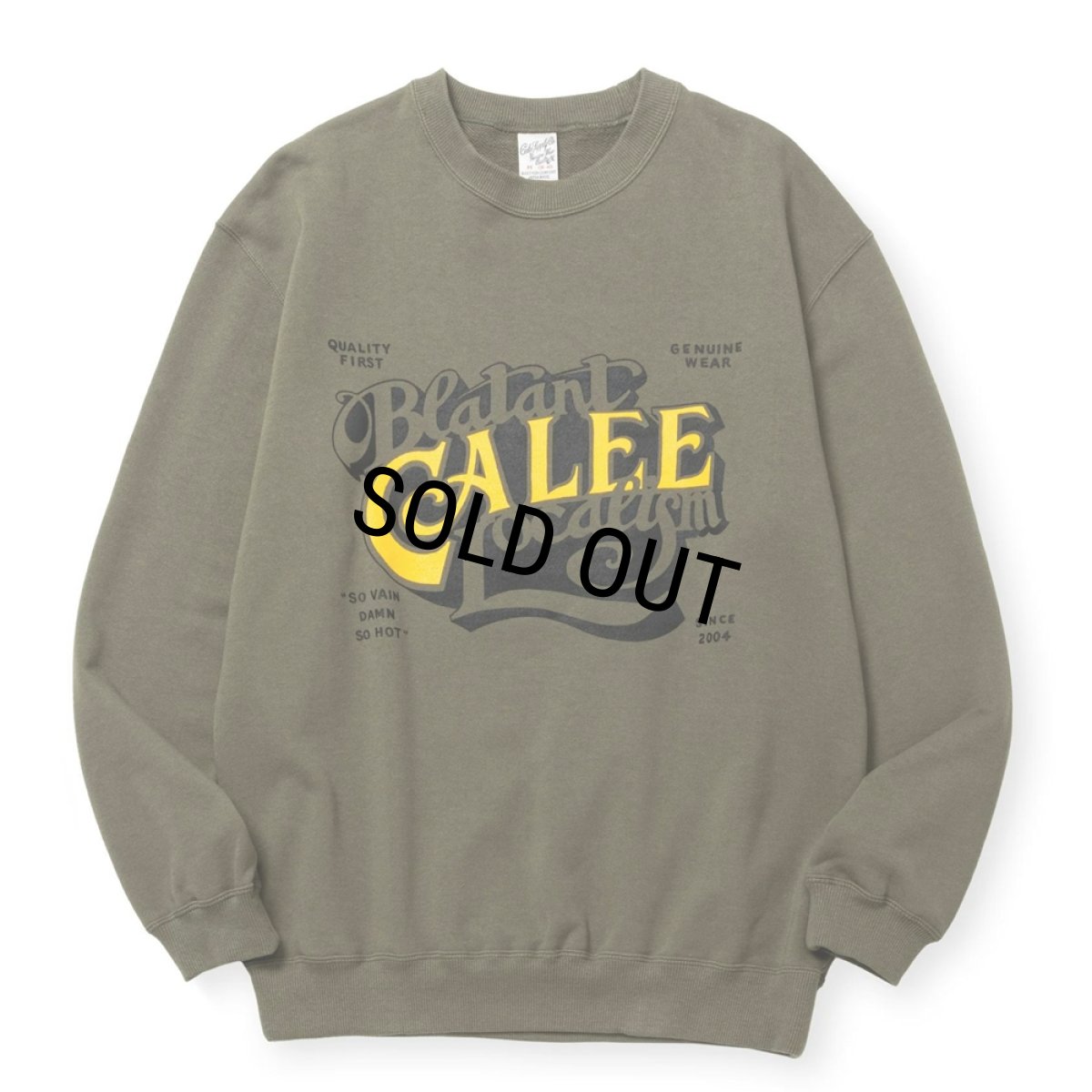画像1: CALEE/CAL BL LOGO CREW NECK SW ＜NATURALLY PAINT DESIGN＞（OLIVE）［クルーネックスウェット-24秋冬］ (1)