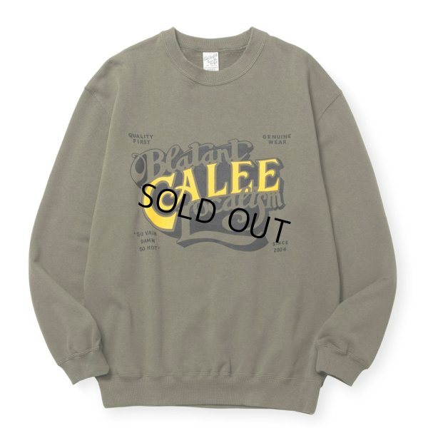 画像1: CALEE/CAL BL LOGO CREW NECK SW ＜NATURALLY PAINT DESIGN＞（OLIVE）［クルーネックスウェット-24秋冬］