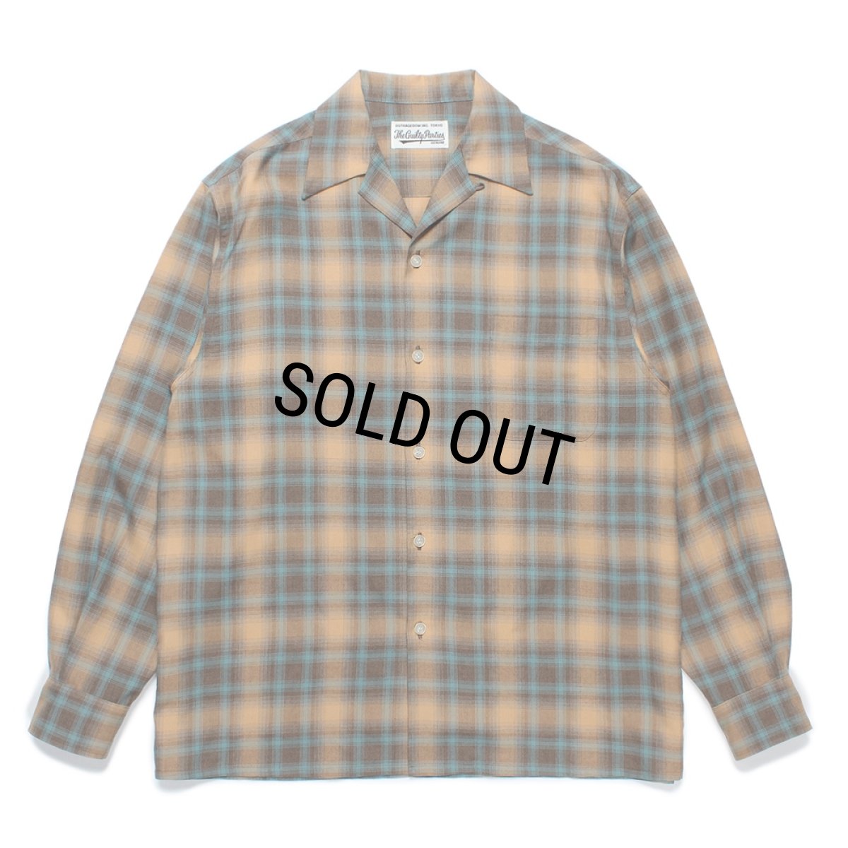 画像1: WACKO MARIA/OMBRE CHECK OPEN COLLAR SHIRT（BROWN）［オンブレチェックオープンカラーシャツ-24秋冬］ (1)