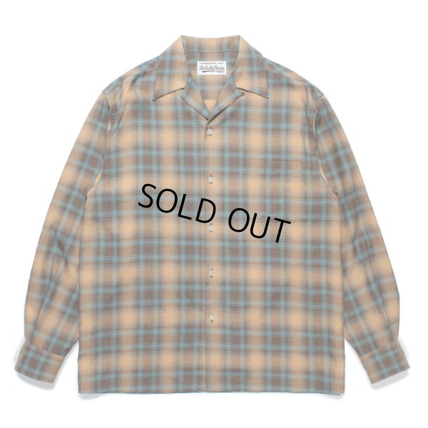 画像1: WACKO MARIA/OMBRE CHECK OPEN COLLAR SHIRT（BROWN）［オンブレチェックオープンカラーシャツ-24秋冬］