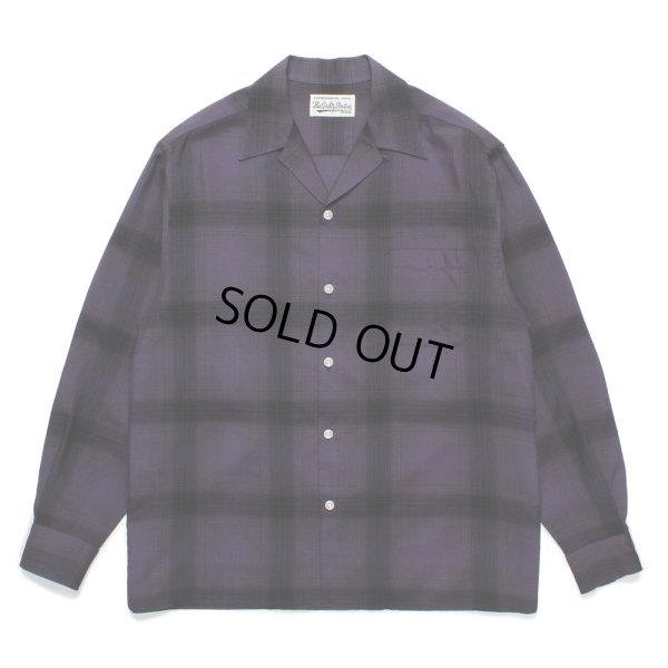 画像1: WACKO MARIA/OMBRE CHECK OPEN COLLAR SHIRT（PURPLE）［オンブレチェックオープンカラーシャツ-24秋冬］