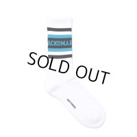 WACKO MARIA/LOGO JACQUARD SOCKS（WHITE/SAX）［ロゴジャガードソックス-24秋冬］