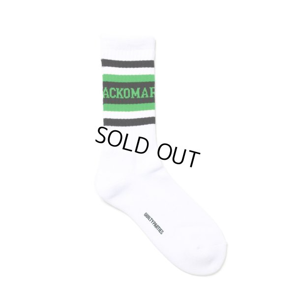画像1: WACKO MARIA/LOGO JACQUARD SOCKS（WHITE/GREEN）［ロゴジャガードソックス-24秋冬］