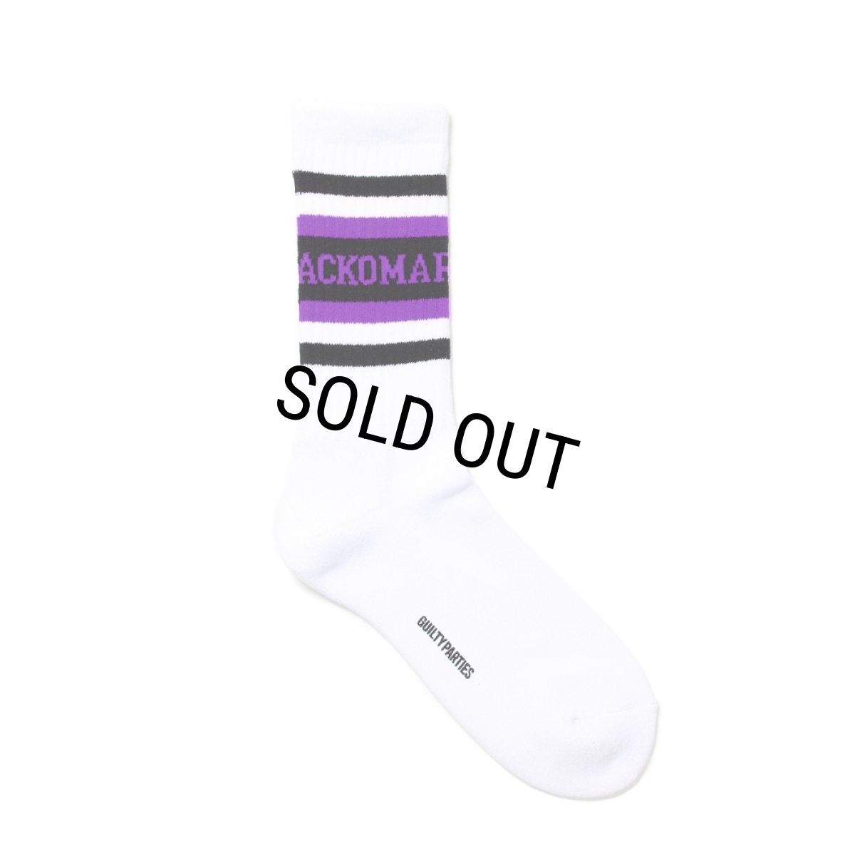 画像1: WACKO MARIA/LOGO JACQUARD SOCKS（WHITE/PURPLE）［ロゴジャガードソックス-24秋冬］ (1)