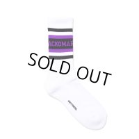 WACKO MARIA/LOGO JACQUARD SOCKS（WHITE/PURPLE）［ロゴジャガードソックス-24秋冬］