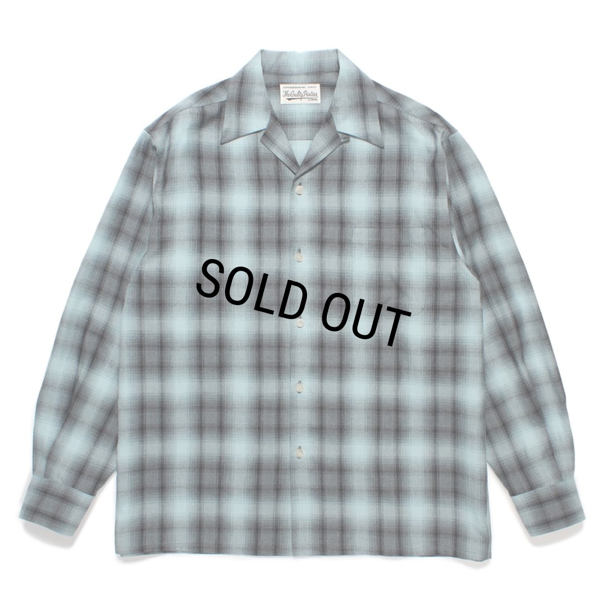 画像1: WACKO MARIA/OMBRE CHECK OPEN COLLAR SHIRT（BLUE）［オンブレチェックオープンカラーシャツ-24秋冬］ (1)