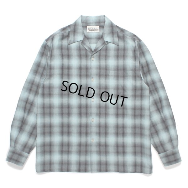 画像1: WACKO MARIA/OMBRE CHECK OPEN COLLAR SHIRT（BLUE）［オンブレチェックオープンカラーシャツ-24秋冬］