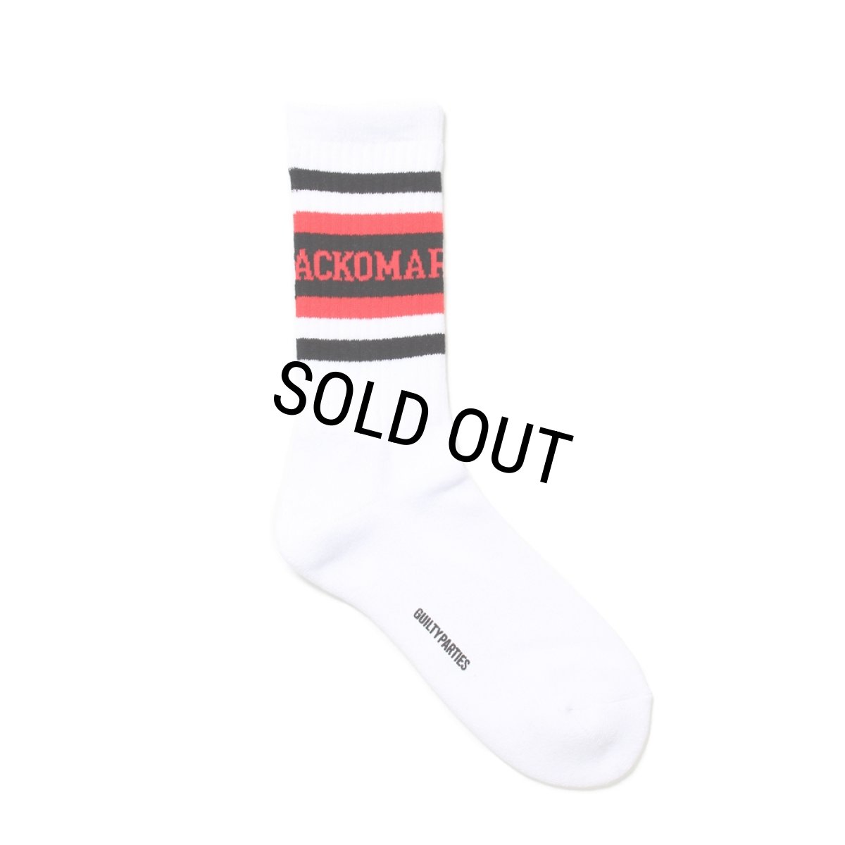 画像1: WACKO MARIA/LOGO JACQUARD SOCKS（WHITE/RED）［ロゴジャガードソックス-24秋冬］ (1)