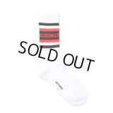 WACKO MARIA/LOGO JACQUARD SOCKS（WHITE/RED）［ロゴジャガードソックス-24秋冬］
