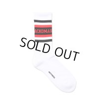 WACKO MARIA/LOGO JACQUARD SOCKS（WHITE/RED）［ロゴジャガードソックス-24秋冬］