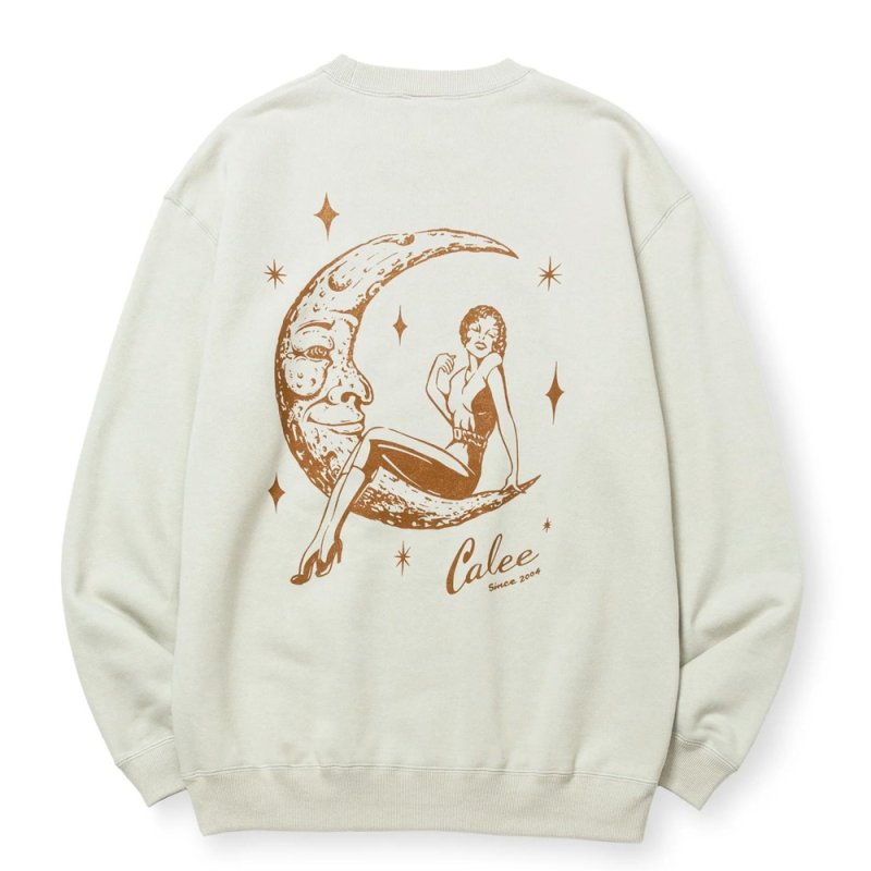 画像2: CALEE/SYNDICATE RETRO GIRL CREW NECK SW ＜NATURALLY PAINT DESIGN＞（Lt.BEIGE）［クルーネックスウェット-24秋冬］