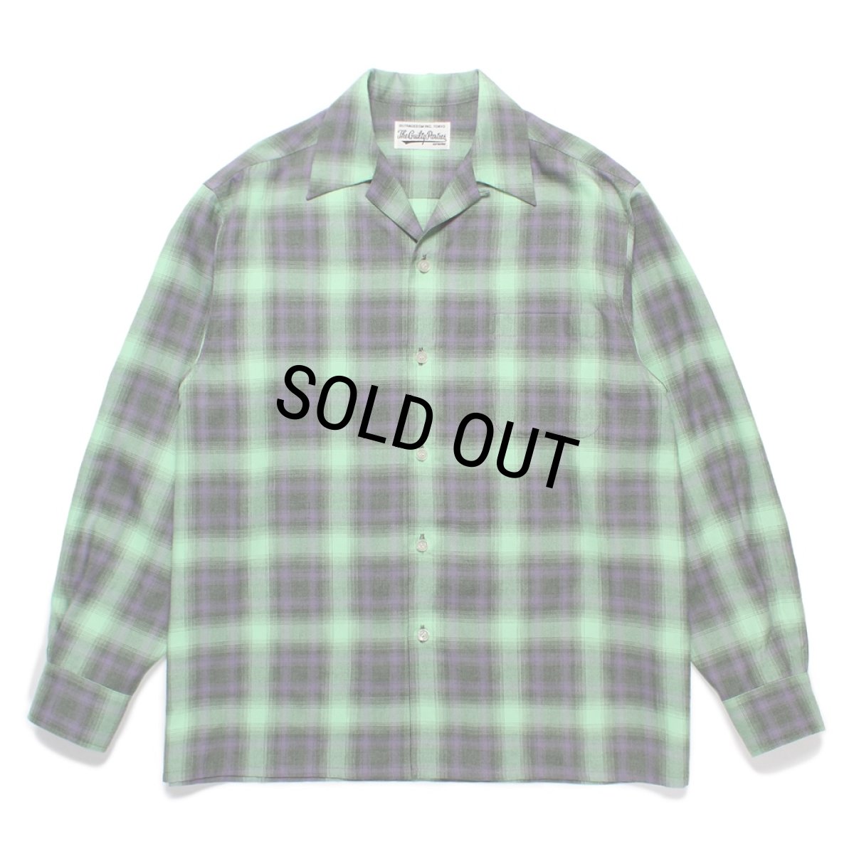 画像1: WACKO MARIA/OMBRE CHECK OPEN COLLAR SHIRT（GREEN）［オンブレチェックオープンカラーシャツ-24秋冬］ (1)