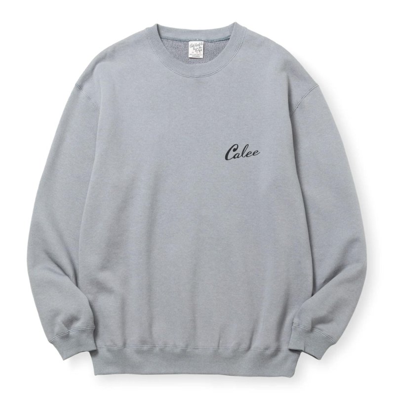 画像1: 【30％OFF】CALEE/SYNDICATE RETRO GIRL CREW NECK SW ＜NATURALLY PAINT DESIGN＞（GRAY）［クルーネックスウェット-24秋冬］