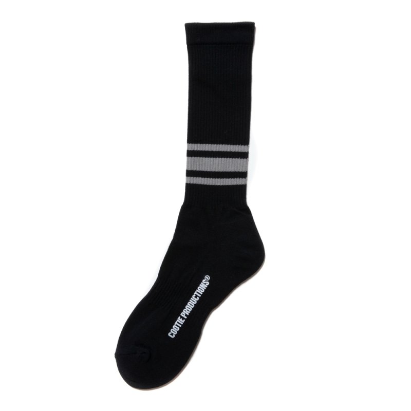 画像1: COOTIE PRODUCTIONS/Raza High Socks（Border）（Black）［ハイソックス-24秋冬］