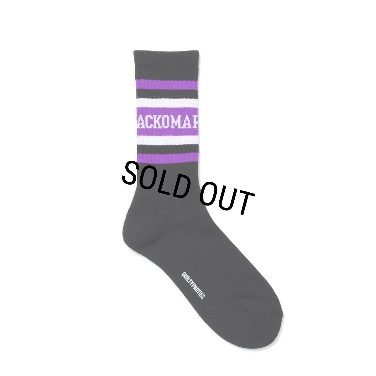 画像1: WACKO MARIA/LOGO JACQUARD SOCKS（BLACK/PURPLE）［ロゴジャガードソックス-24秋冬］ (1)