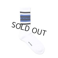 WACKO MARIA/LOGO JACQUARD SOCKS（WHITE/BLUE）［ロゴジャガードソックス-24秋冬］
