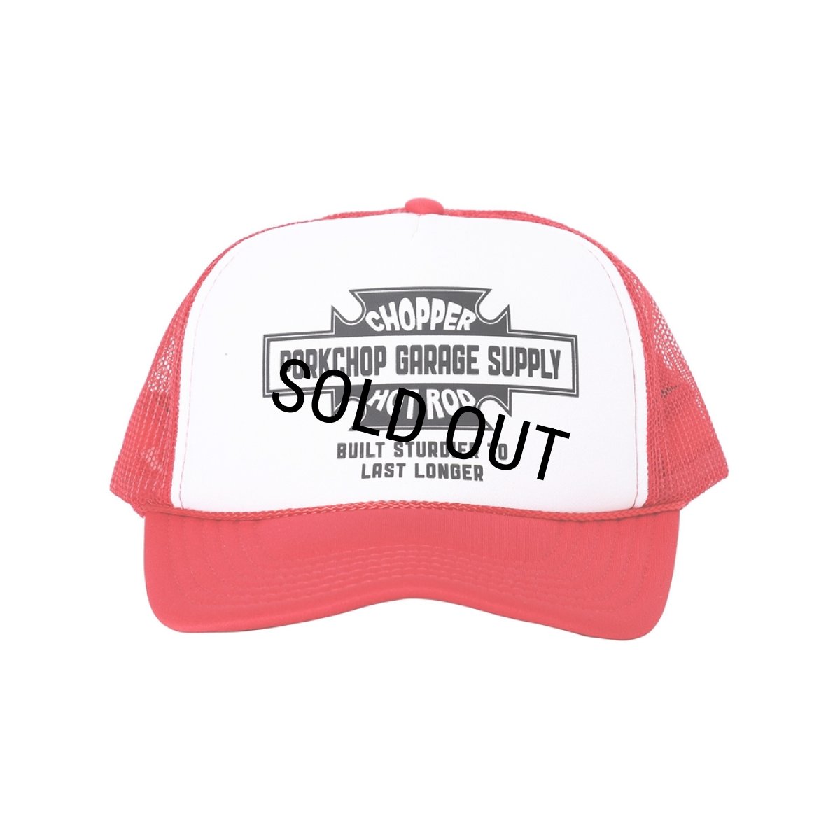 画像1: PORKCHOP/BAR&SHIELD MESH CAP（RED）［メッシュキャップ-24秋冬］ (1)