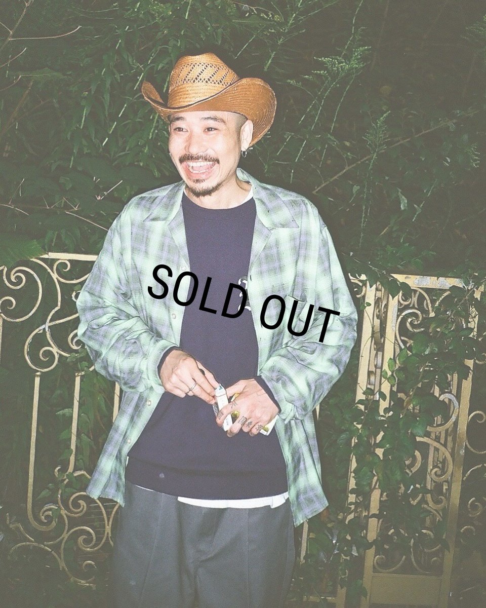 画像3: WACKO MARIA/OMBRE CHECK OPEN COLLAR SHIRT（GREEN）［オンブレチェックオープンカラーシャツ-24秋冬］ (3)