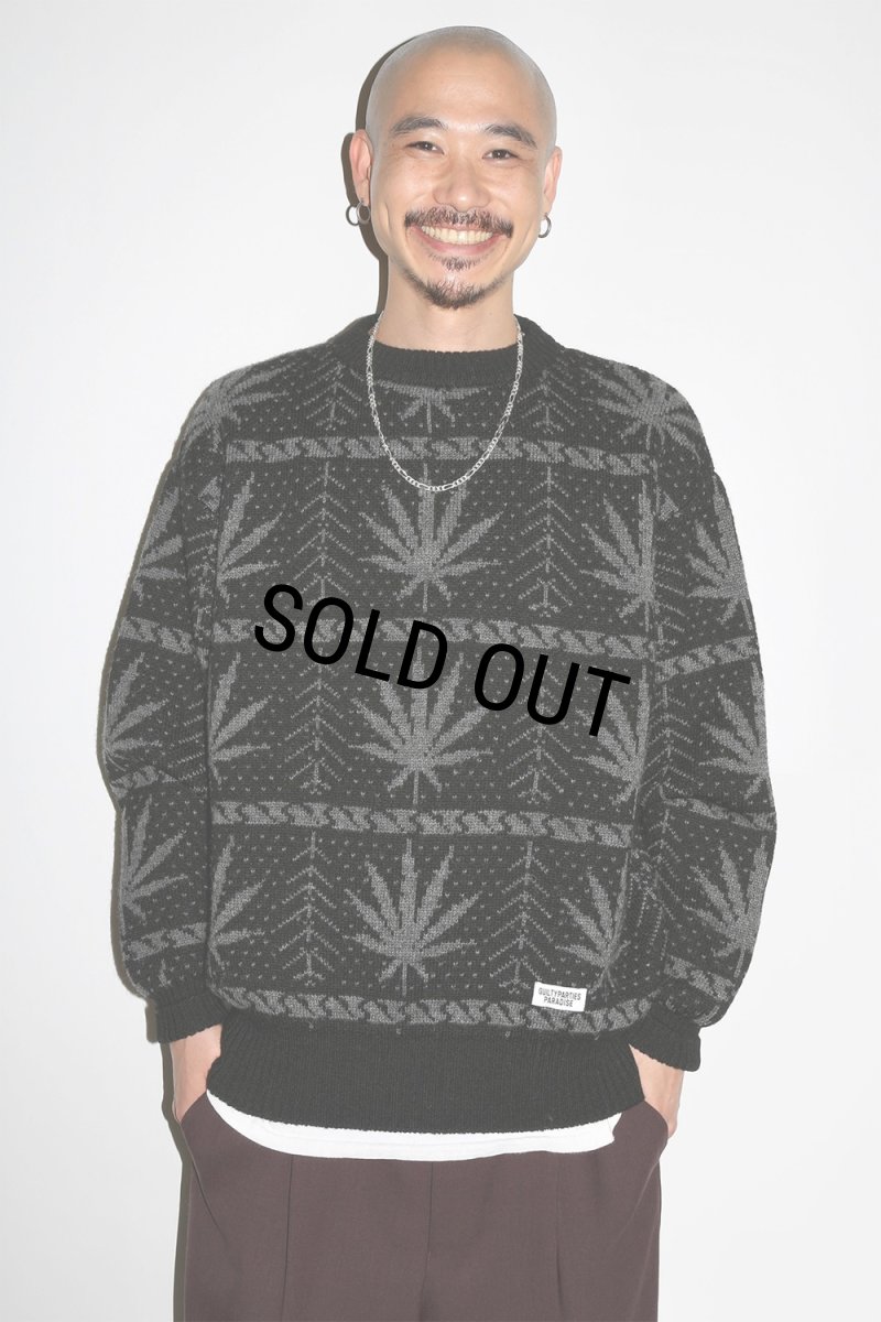 画像2: WACKO MARIA/HIGH TIMES / JACQUARD KNIT SWEATER（BLACK）［ジャガードセーター-24秋冬］ (2)