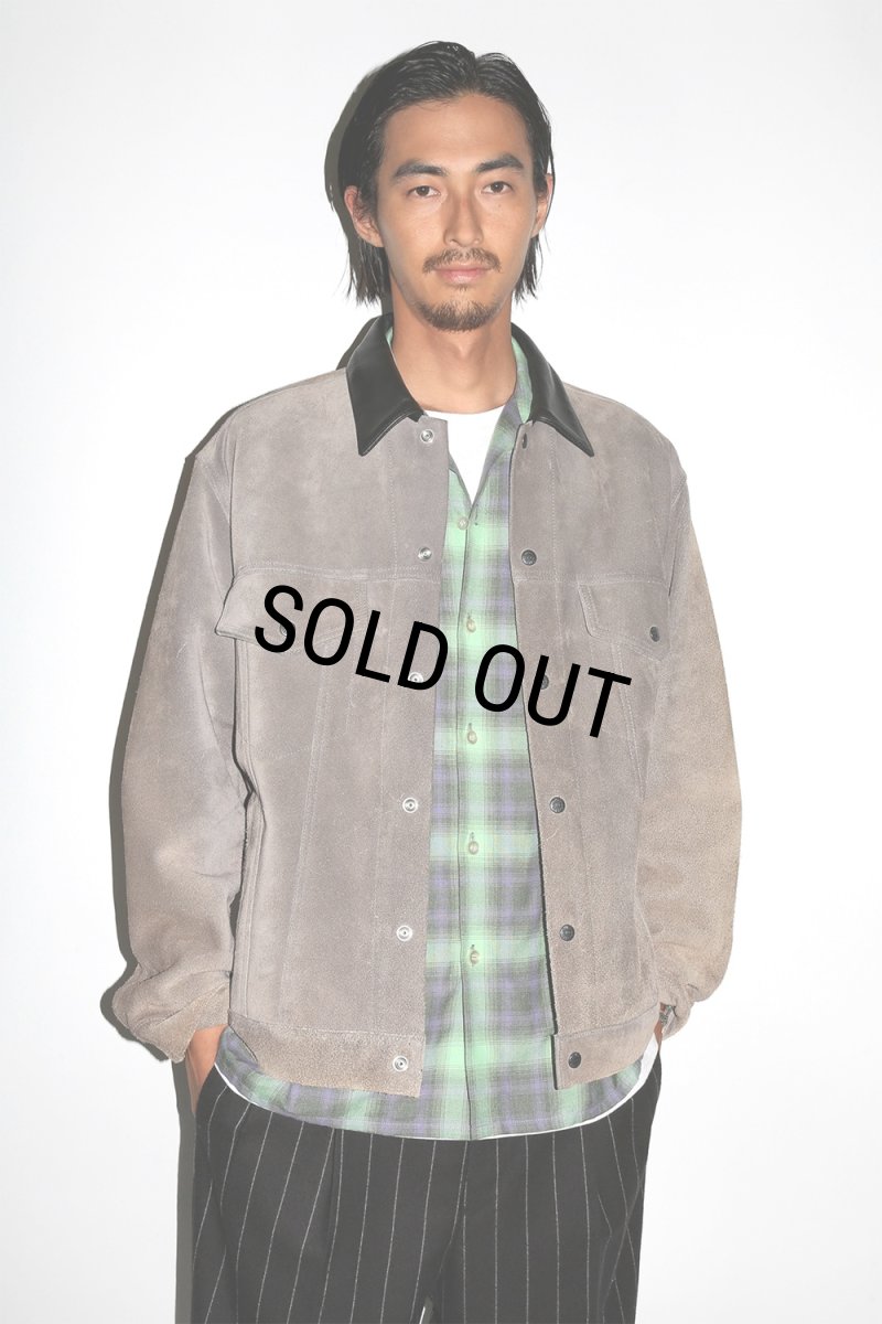 画像2: WACKO MARIA/OMBRE CHECK OPEN COLLAR SHIRT（GREEN）［オンブレチェックオープンカラーシャツ-24秋冬］ (2)