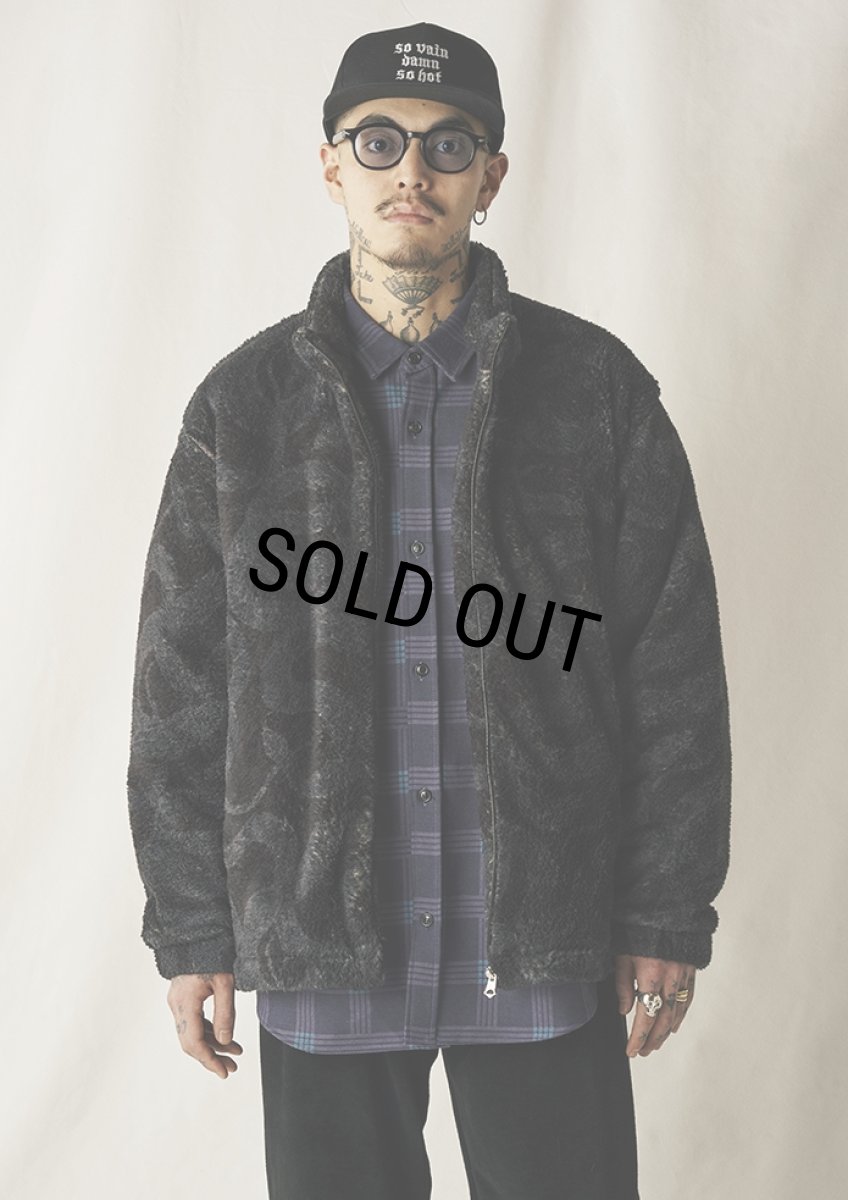 画像9: 【40%OFF】CALEE/NYLON RIP FLEECE TRACK TYPE JACKET ＜SNAKE PATTERN＞（BLACK/CHARCOAL）［フリーストラックタイプJKT-24秋冬］ (9)