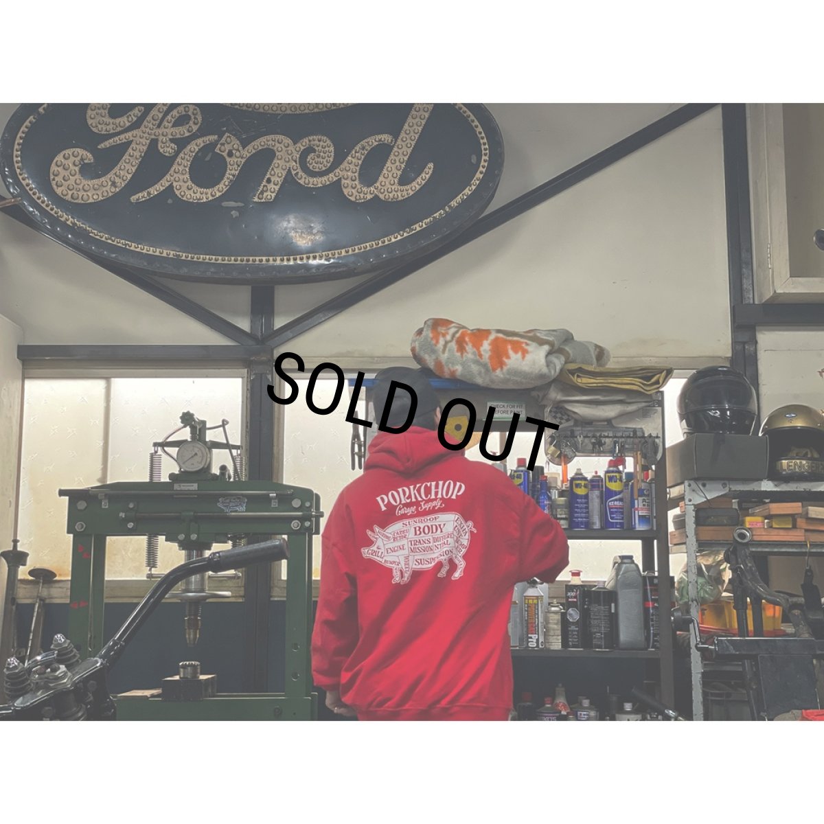 画像6: PORKCHOP/PORK BACK HOODIE（RED）［プルオーバーパーカー-24秋冬］ (6)