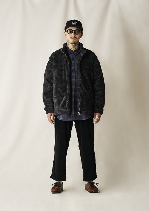 他の写真3: 【40%OFF】CALEE/NYLON RIP FLEECE TRACK TYPE JACKET ＜SNAKE PATTERN＞（BLACK/CHARCOAL）［フリーストラックタイプJKT-24秋冬］