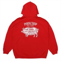 PORKCHOP/PORK BACK HOODIE（RED）［プルオーバーパーカー-24秋冬］