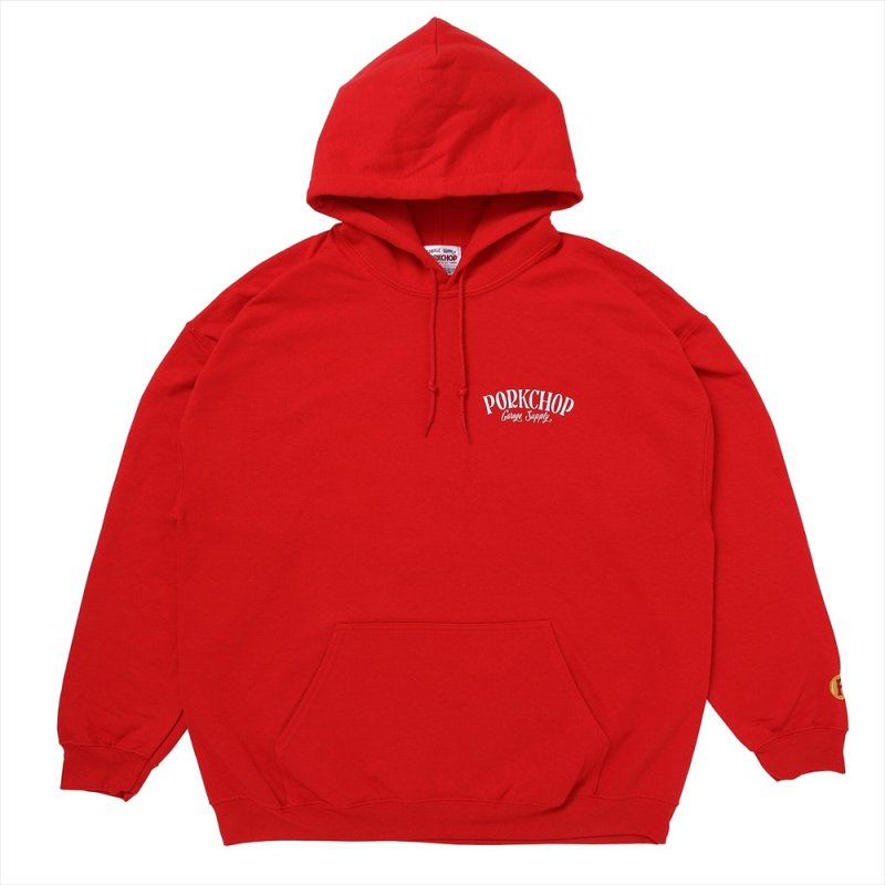 画像1: PORKCHOP/PORK BACK HOODIE（RED）［プルオーバーパーカー-24秋冬］
