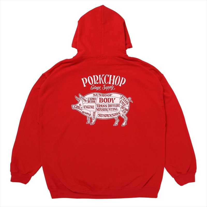 画像2: PORKCHOP/PORK BACK HOODIE（RED）［プルオーバーパーカー-24秋冬］