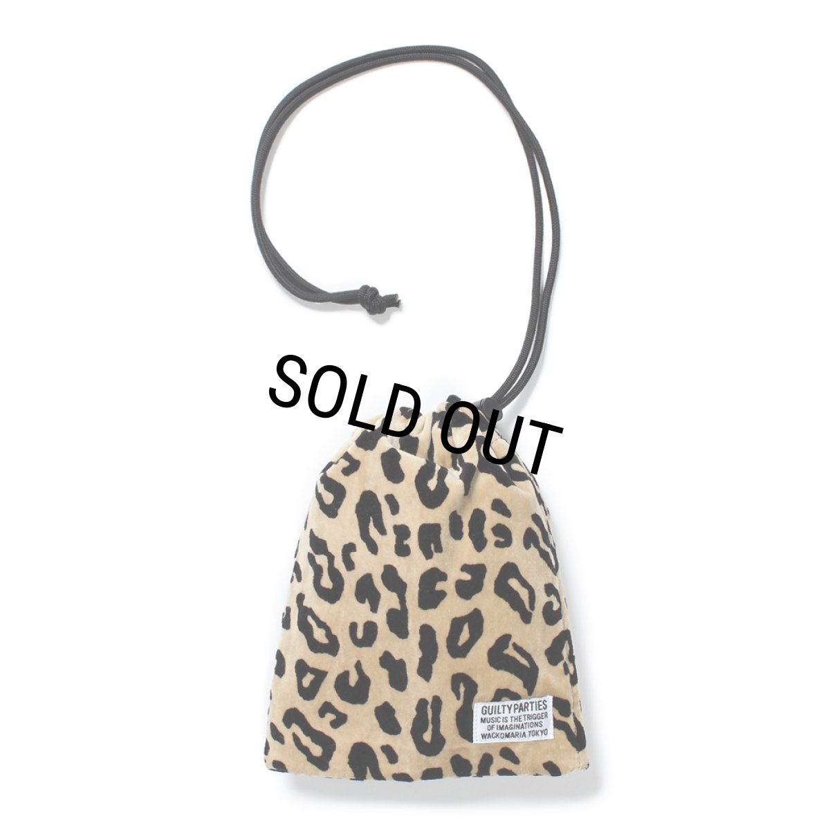 画像1: WACKO MARIA/DRAWSTRING BAG（LEOPARD VELVET）［ドローストリングバッグ-24秋冬］ (1)