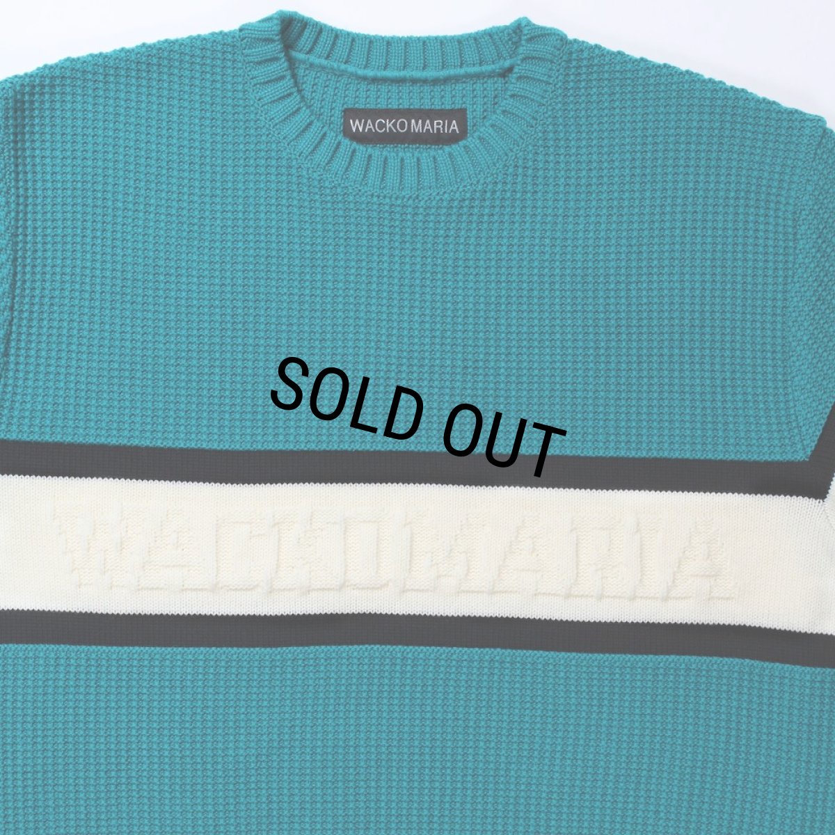 画像2: WACKO MARIA/LOGO JACQUARD KNIT SWEATER（GREEN）［ロゴジャガードセーター-24秋冬］ (2)