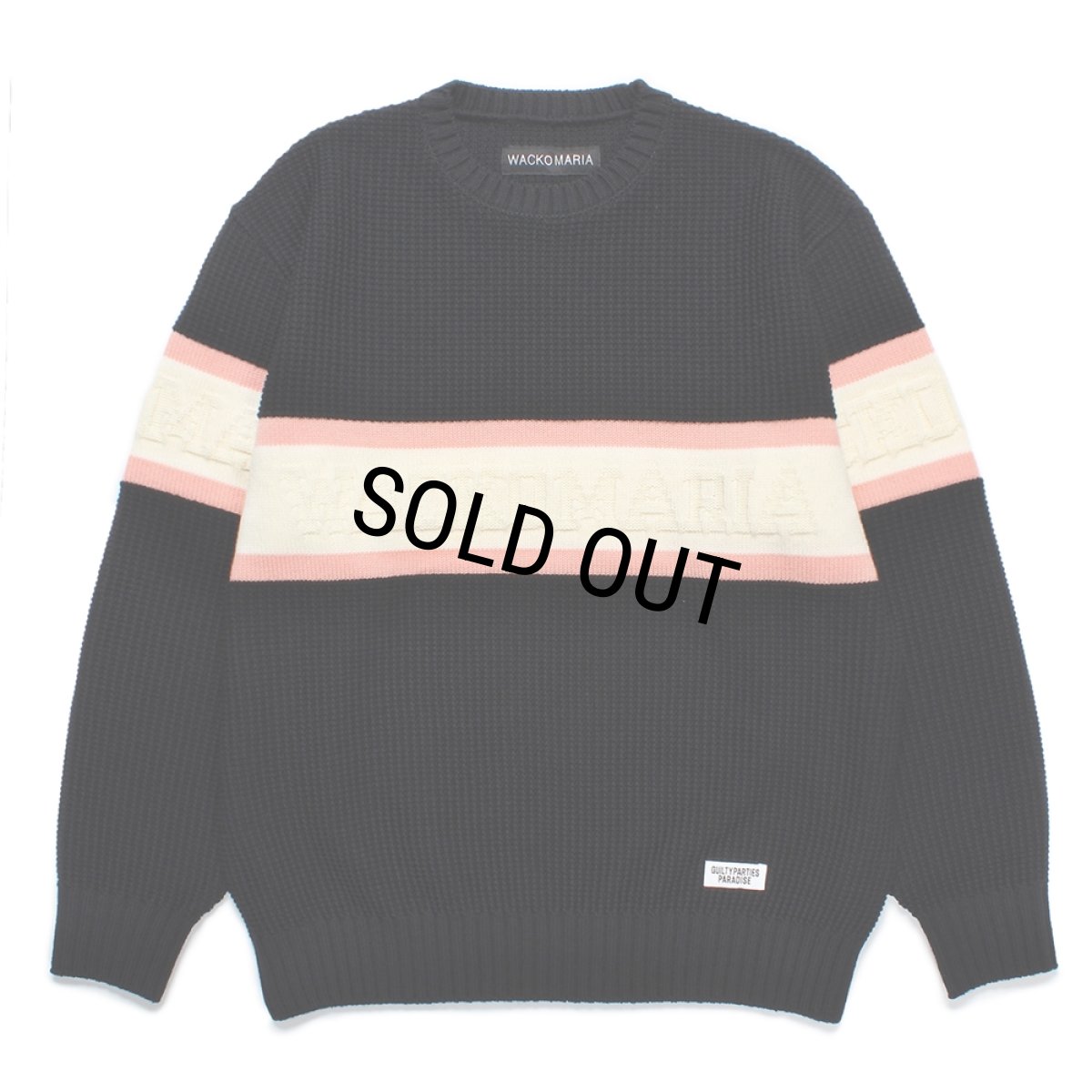 画像1: WACKO MARIA/LOGO JACQUARD KNIT SWEATER（BLACK）［ロゴジャガードセーター-24秋冬］ (1)