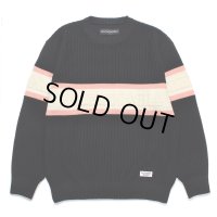 WACKO MARIA/LOGO JACQUARD KNIT SWEATER（BLACK）［ロゴジャガードセーター-24秋冬］