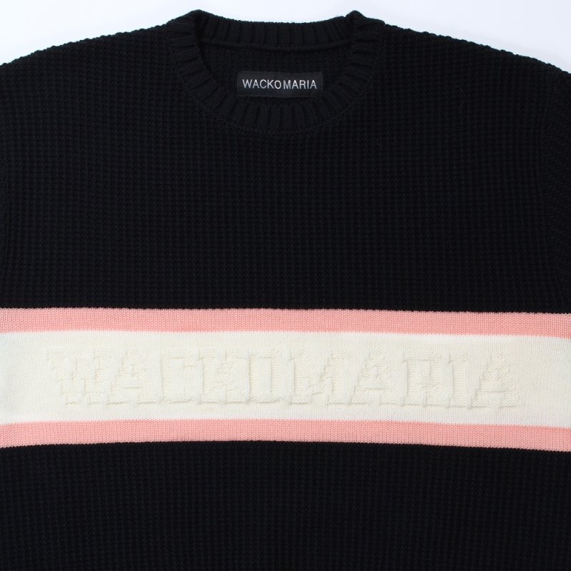 画像2: WACKO MARIA/LOGO JACQUARD KNIT SWEATER（BLACK）［ロゴジャガードセーター-24秋冬］